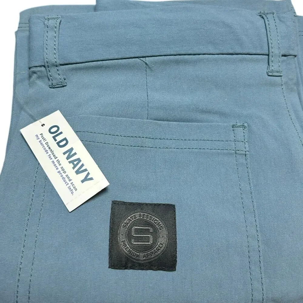 NWT Old Navy Boys Wow Straight Carpenter Pants Blue Double Knee Size 12